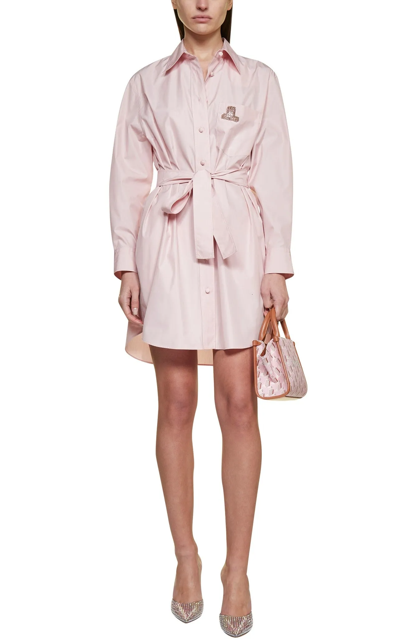 Lanvin Logo Embroidered Long-Sleeved Shirt Dress
