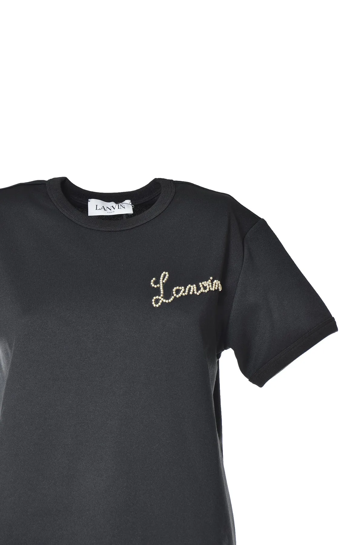Lanvin Pearl Embellished Logo T-Shirt