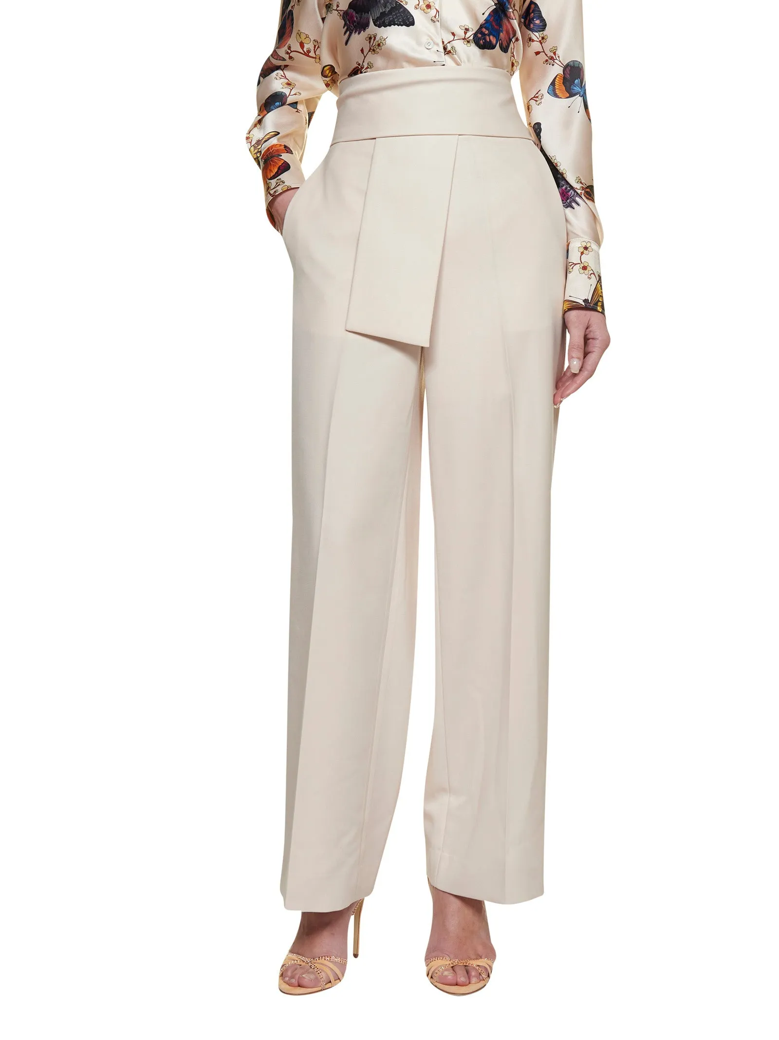 Lanvin Pleat Detailed Knot Belt Pants