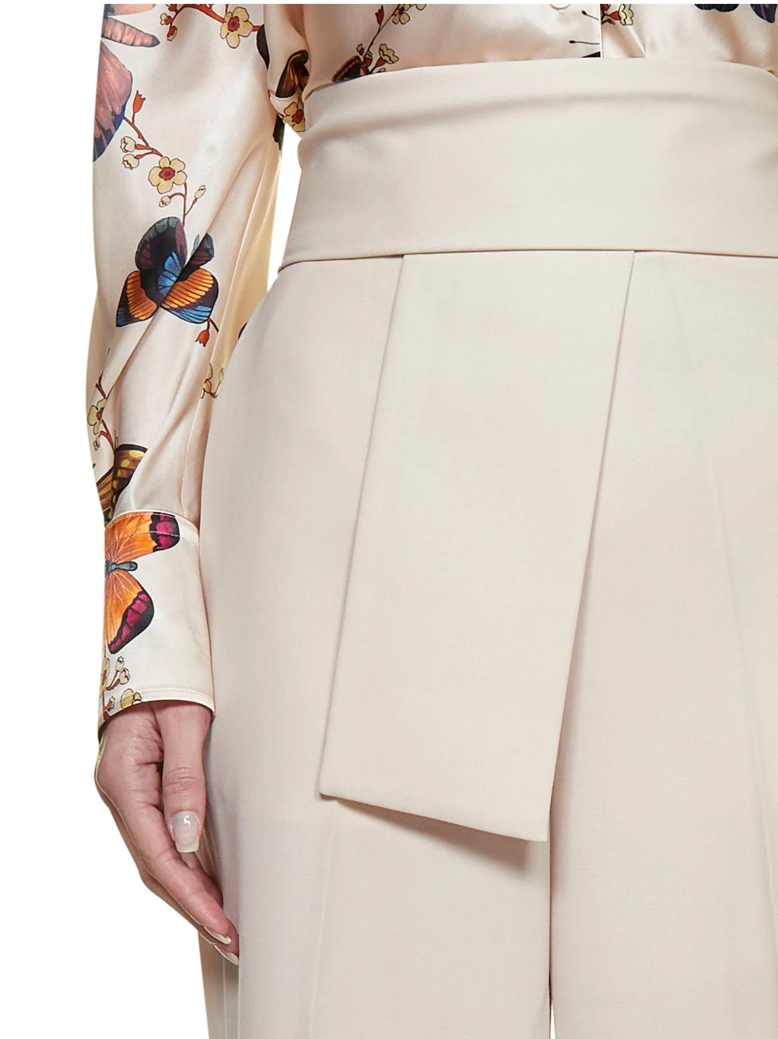 Lanvin Pleat Detailed Knot Belt Pants