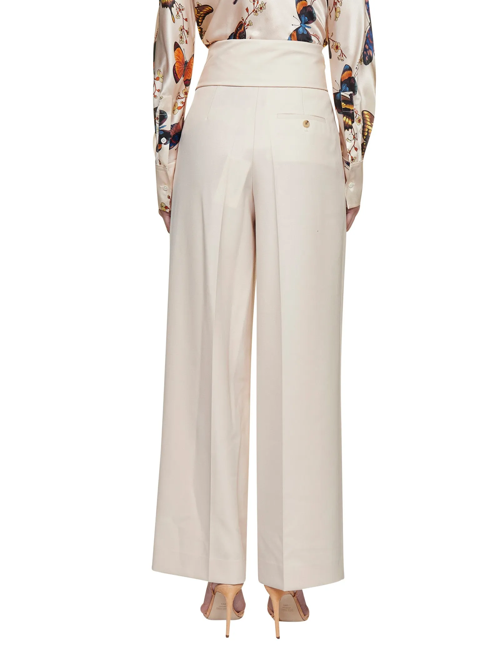 Lanvin Pleat Detailed Knot Belt Pants