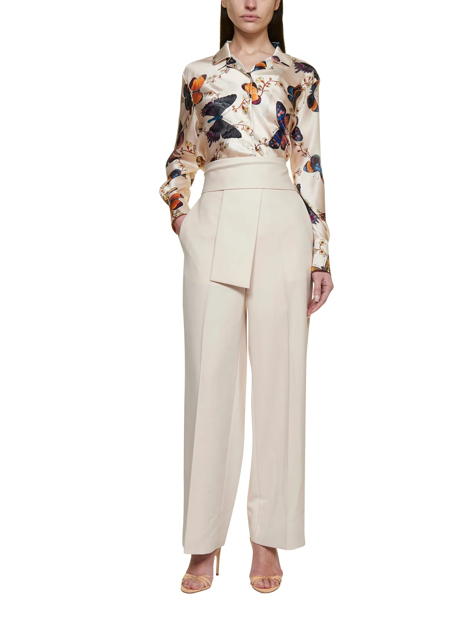 Lanvin Pleat Detailed Knot Belt Pants
