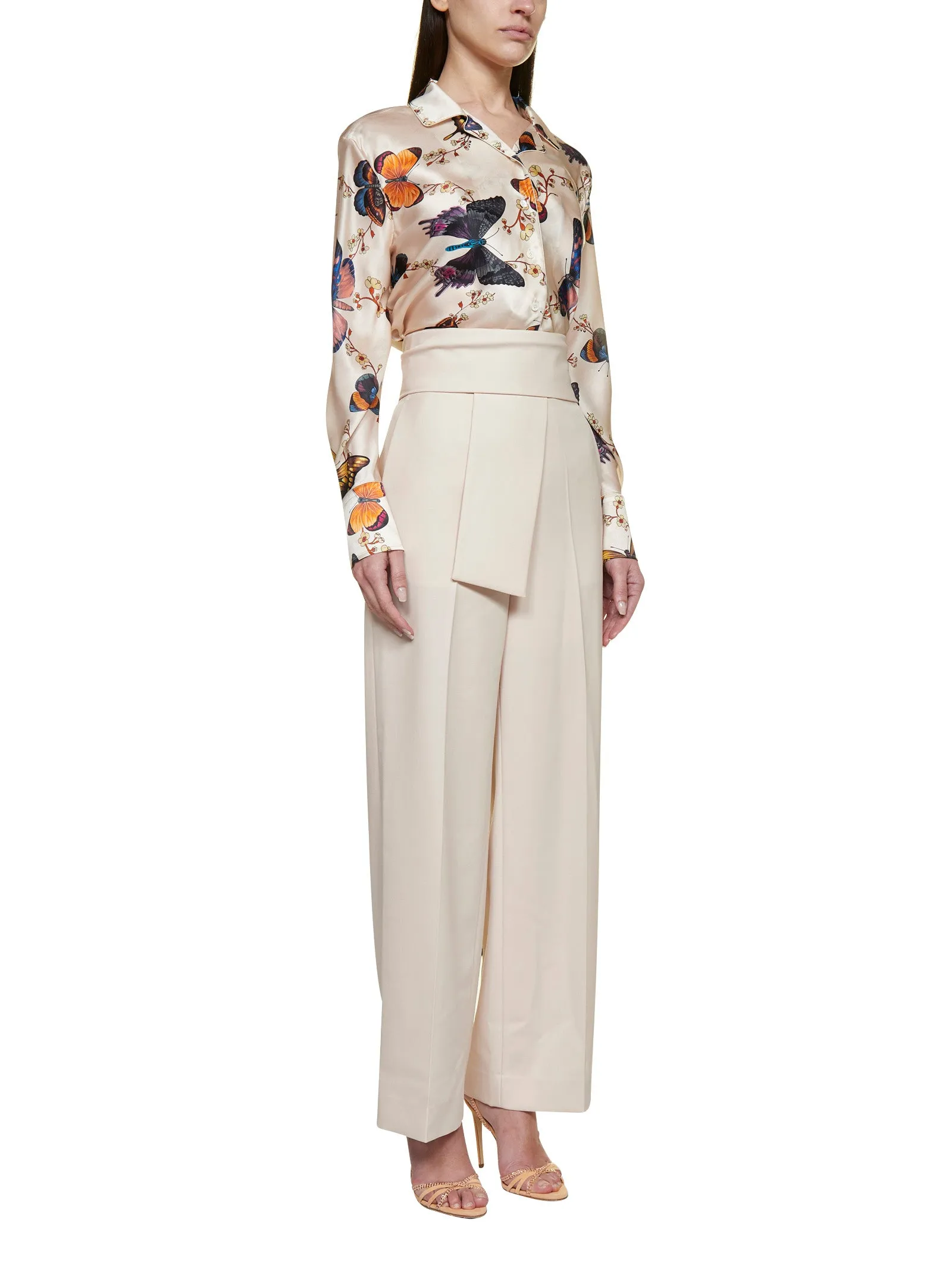 Lanvin Pleat Detailed Knot Belt Pants