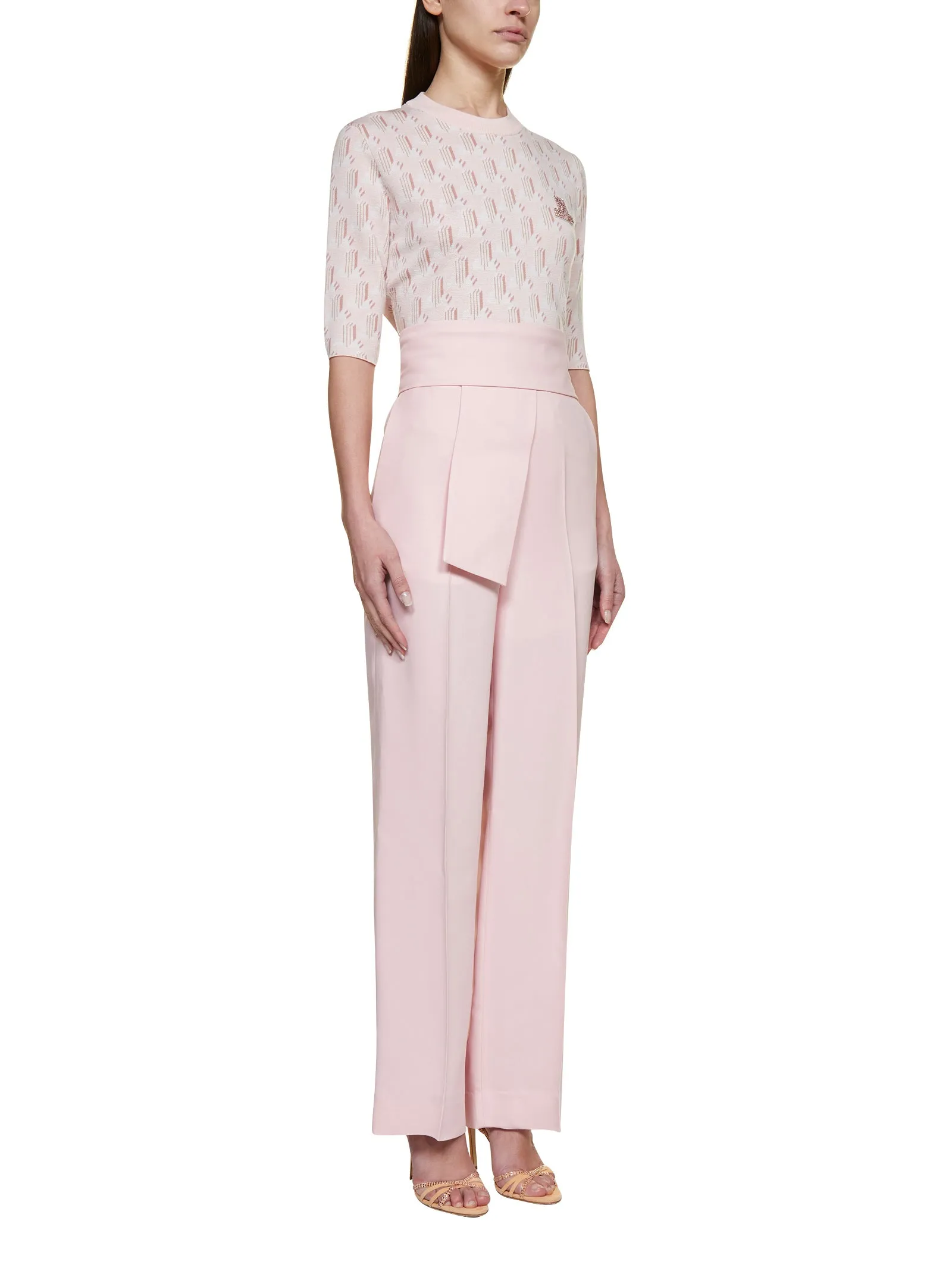 Lanvin Tie Belt Wide Leg Pants