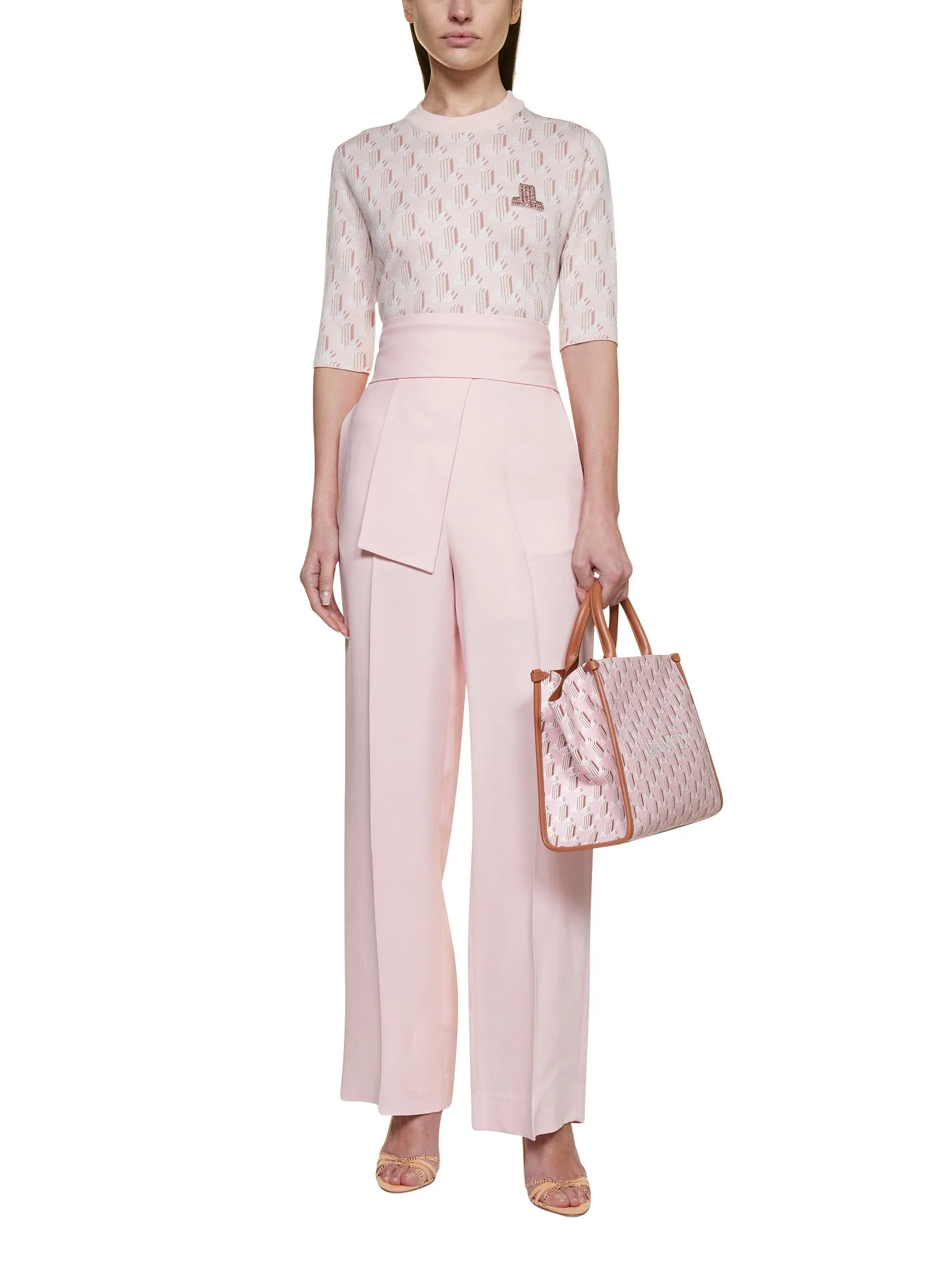 Lanvin Tie Belt Wide Leg Pants