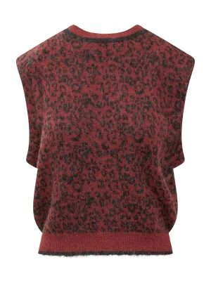 L'Autre Chose Leopard Printed Knit Vest