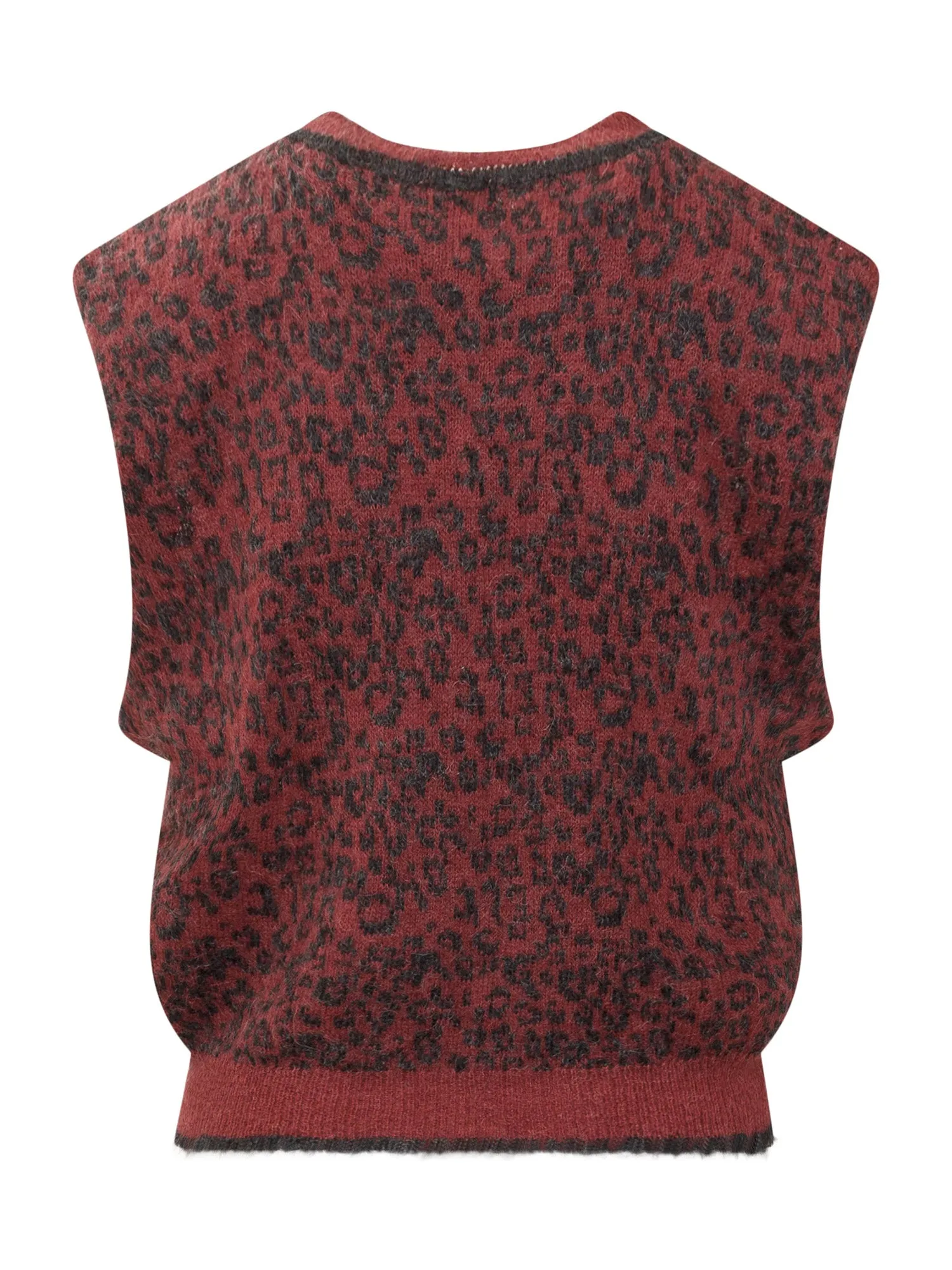L'Autre Chose Leopard Printed Knit Vest