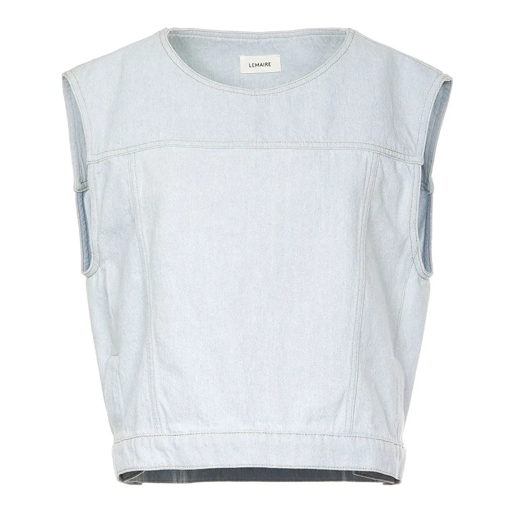 Lemaire Sleeveless Crewneck Cropped Denim Top