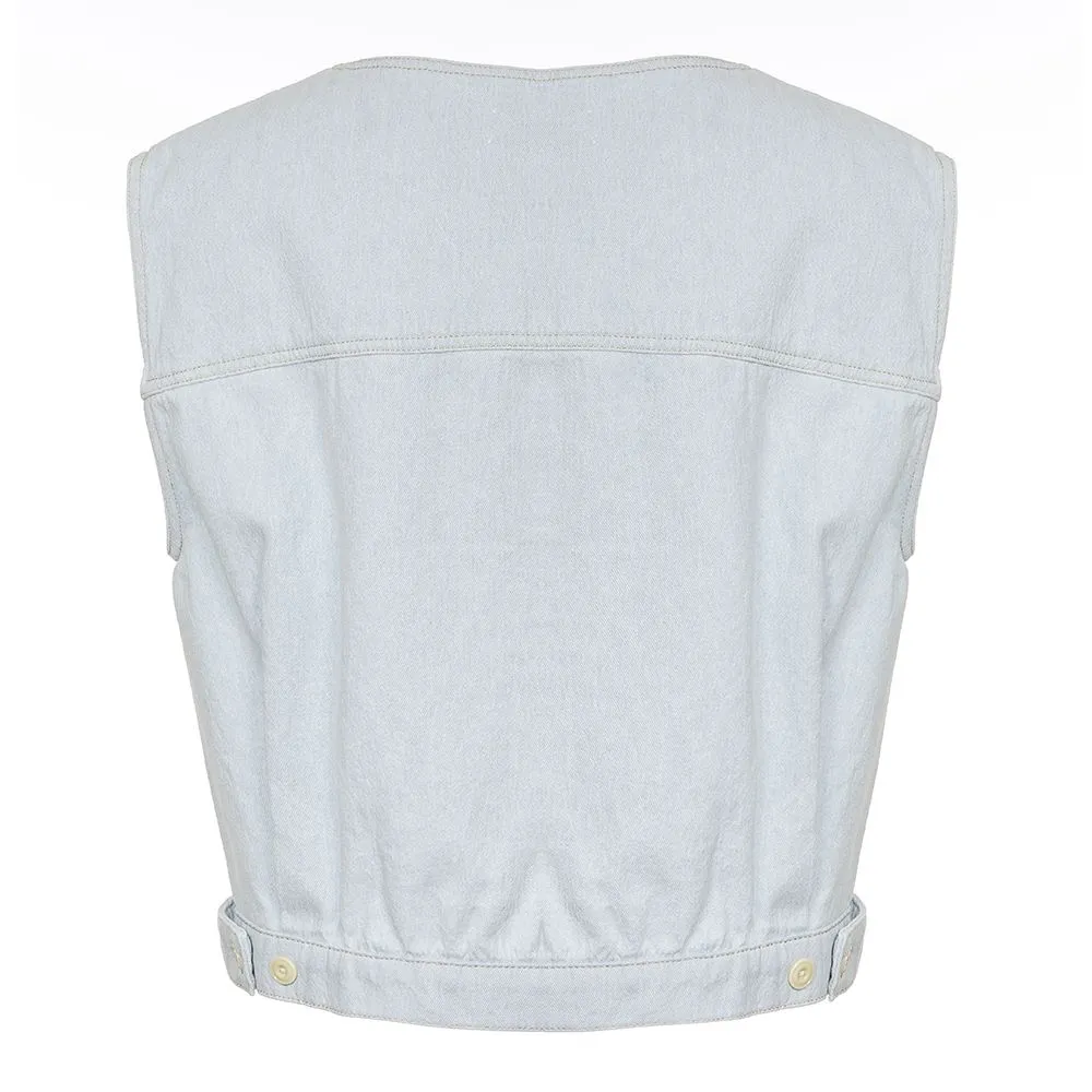 Lemaire Sleeveless Crewneck Cropped Denim Top