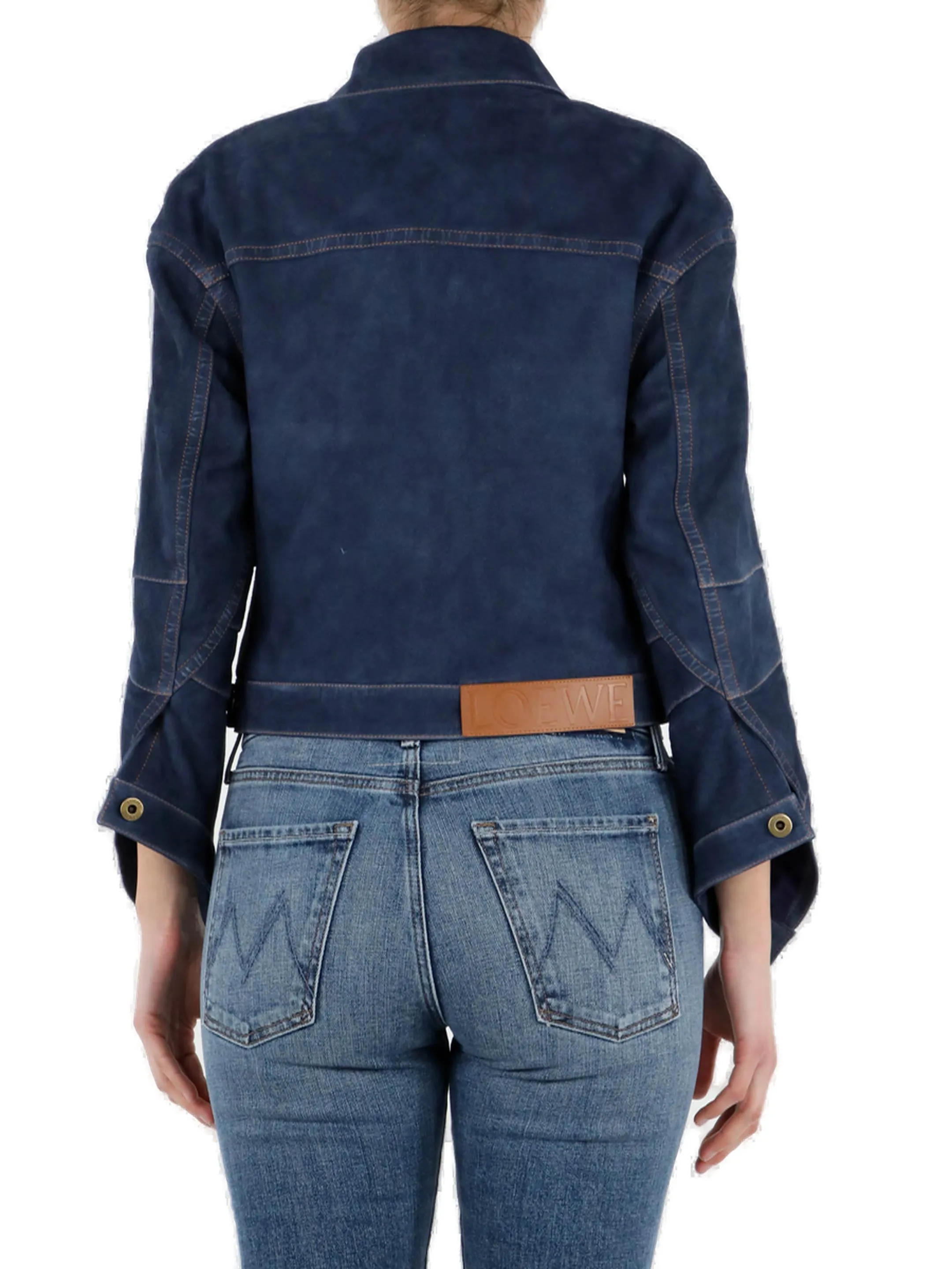 Loewe Logo Patch Buttoned Cropped Denim Jacket