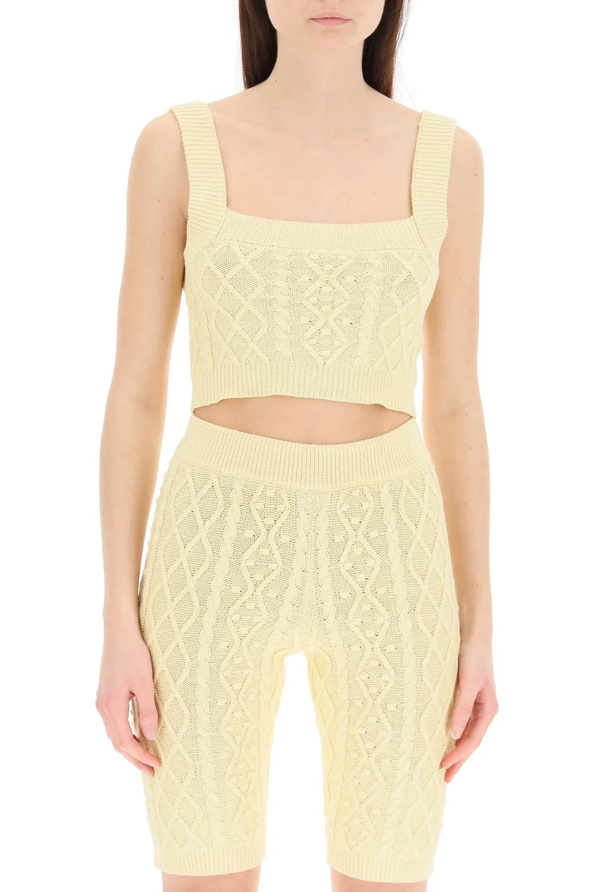 Loulou Studio Dune Cable-Knit Cropped Top