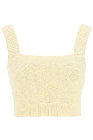 Loulou Studio Dune Cable-Knit Cropped Top