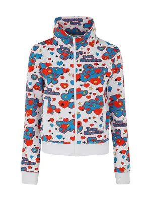 Love Moschino Allover Graphic Printed Zip-Up Jacket