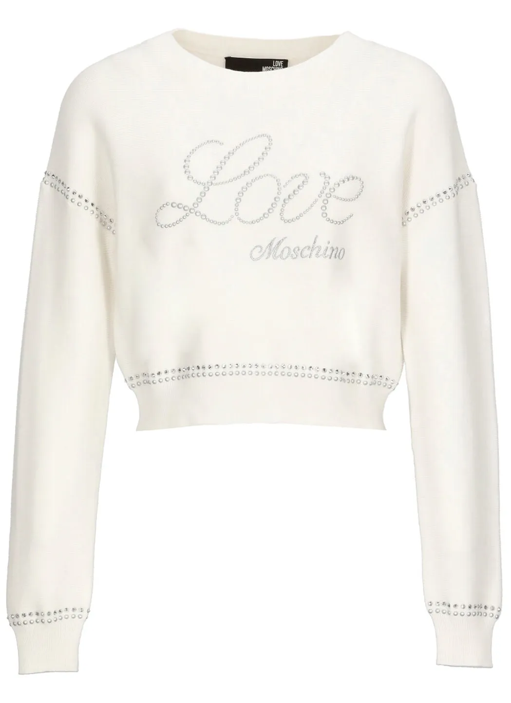 Love Moschino Crewneck Long-Sleeved Cropped Sweater
