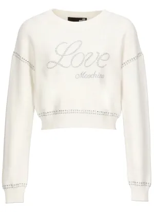 Love Moschino Crewneck Long-Sleeved Cropped Sweater