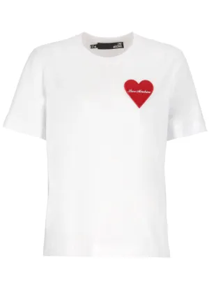 Love Moschino Logo Embroidered Crewneck T-Shirt