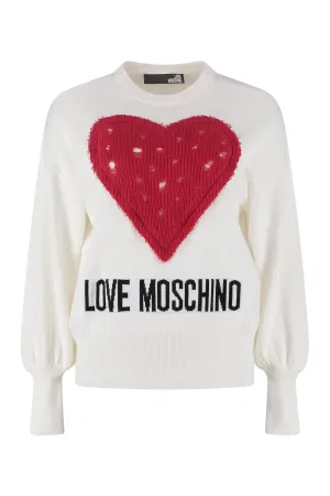 Love Moschino Logo Intarsia Crewneck Sweater