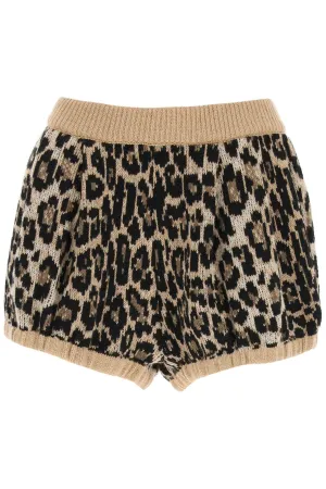 Magda Butrym High Waist Leopard Intarsia-Knit Shorts