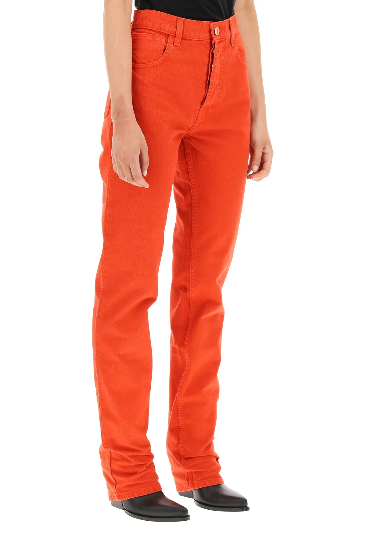 Magda Butrym High Waist Straight Leg Denim Jeans
