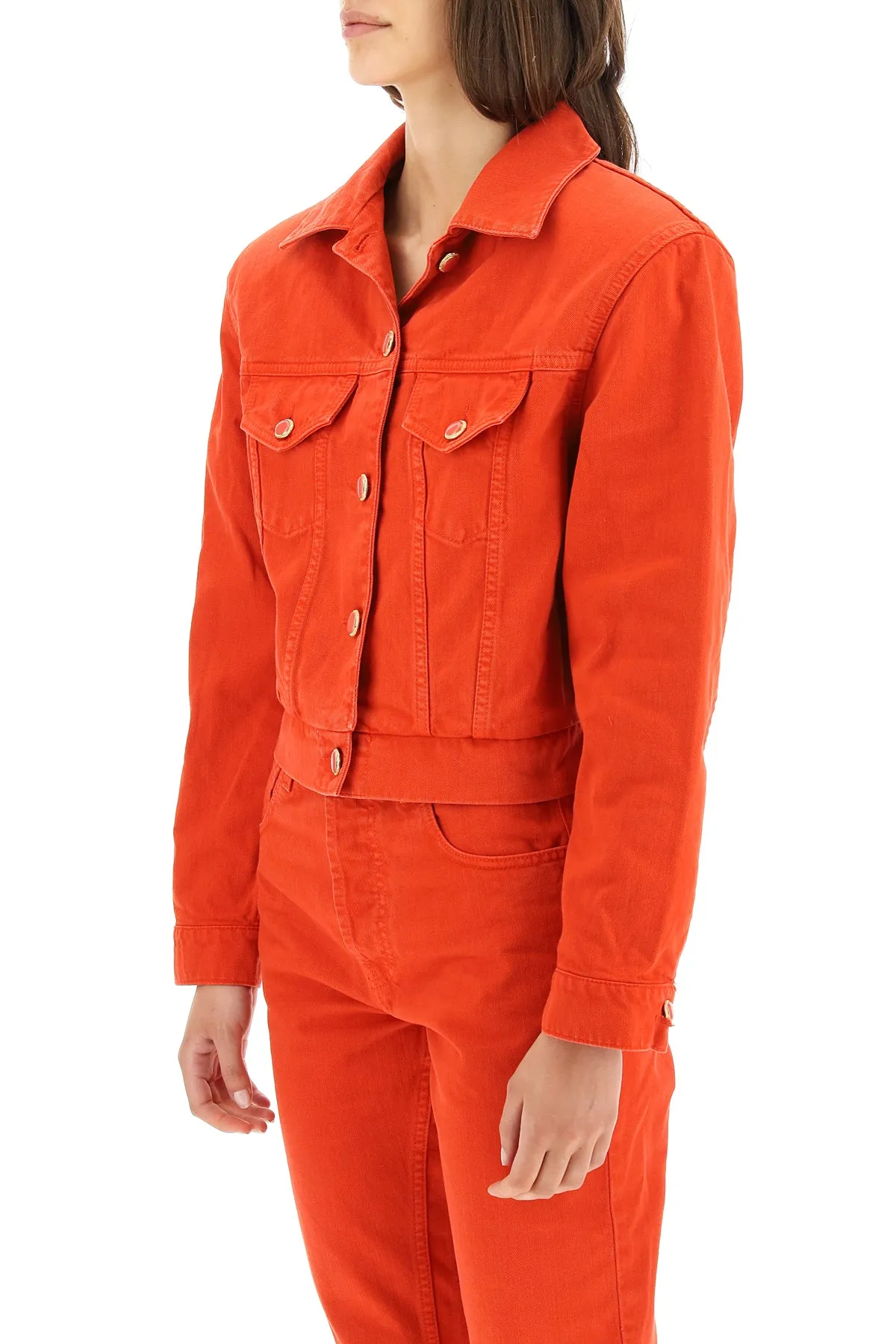 Magda Butrym Padded Shoulder Cropped Denim Jacket