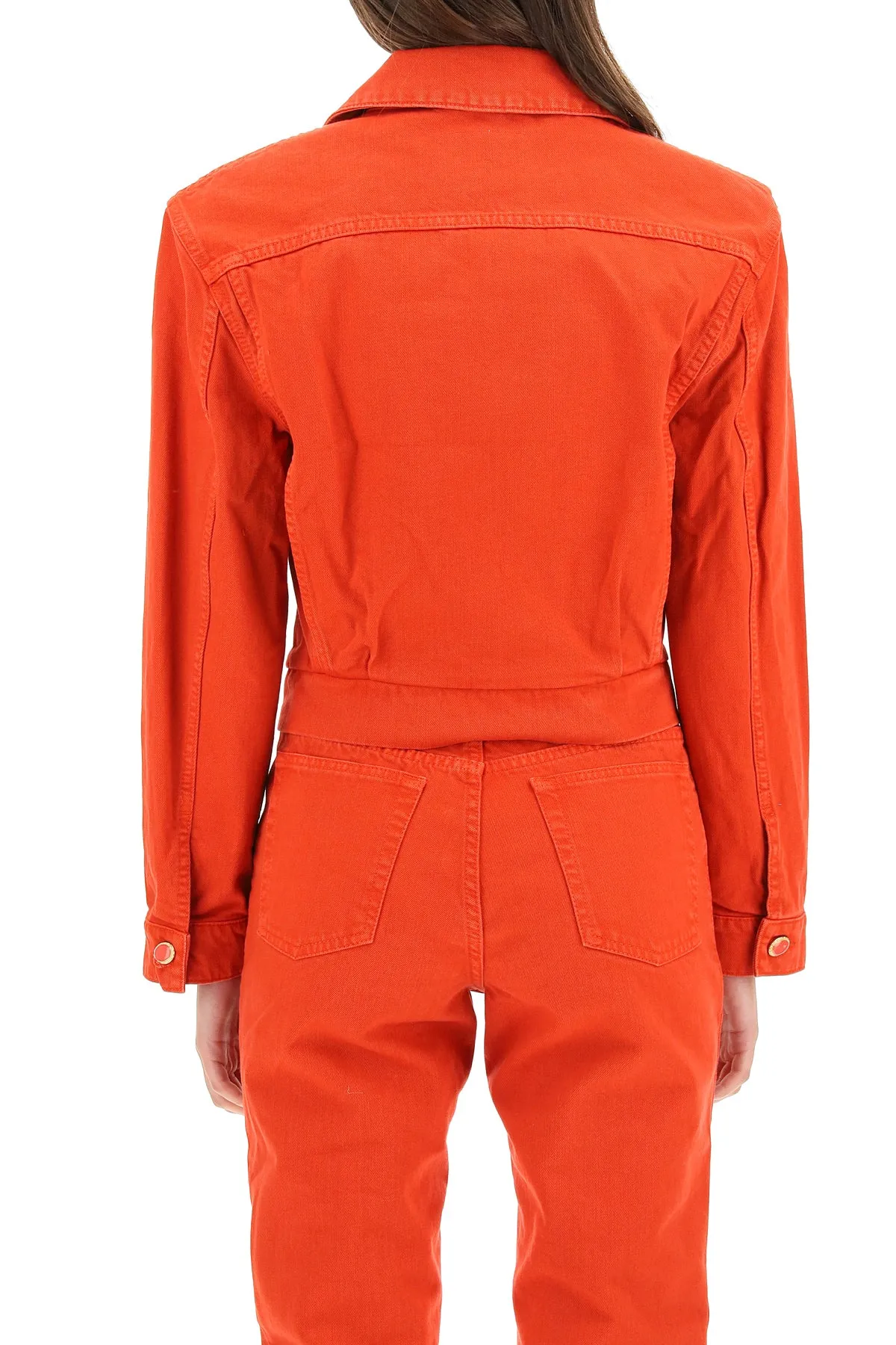 Magda Butrym Padded Shoulder Cropped Denim Jacket