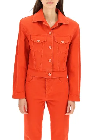 Magda Butrym Padded Shoulder Cropped Denim Jacket