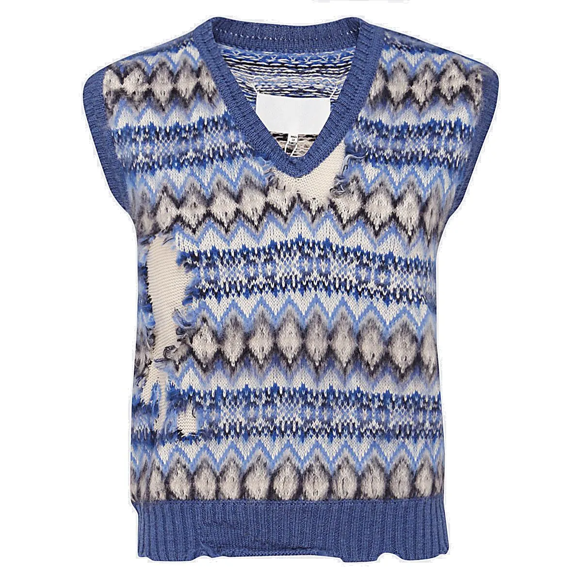 Maison Margiela V-Neck Pattern Intarsia Sleeveless Sweater