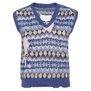 Maison Margiela V-Neck Pattern Intarsia Sleeveless Sweater