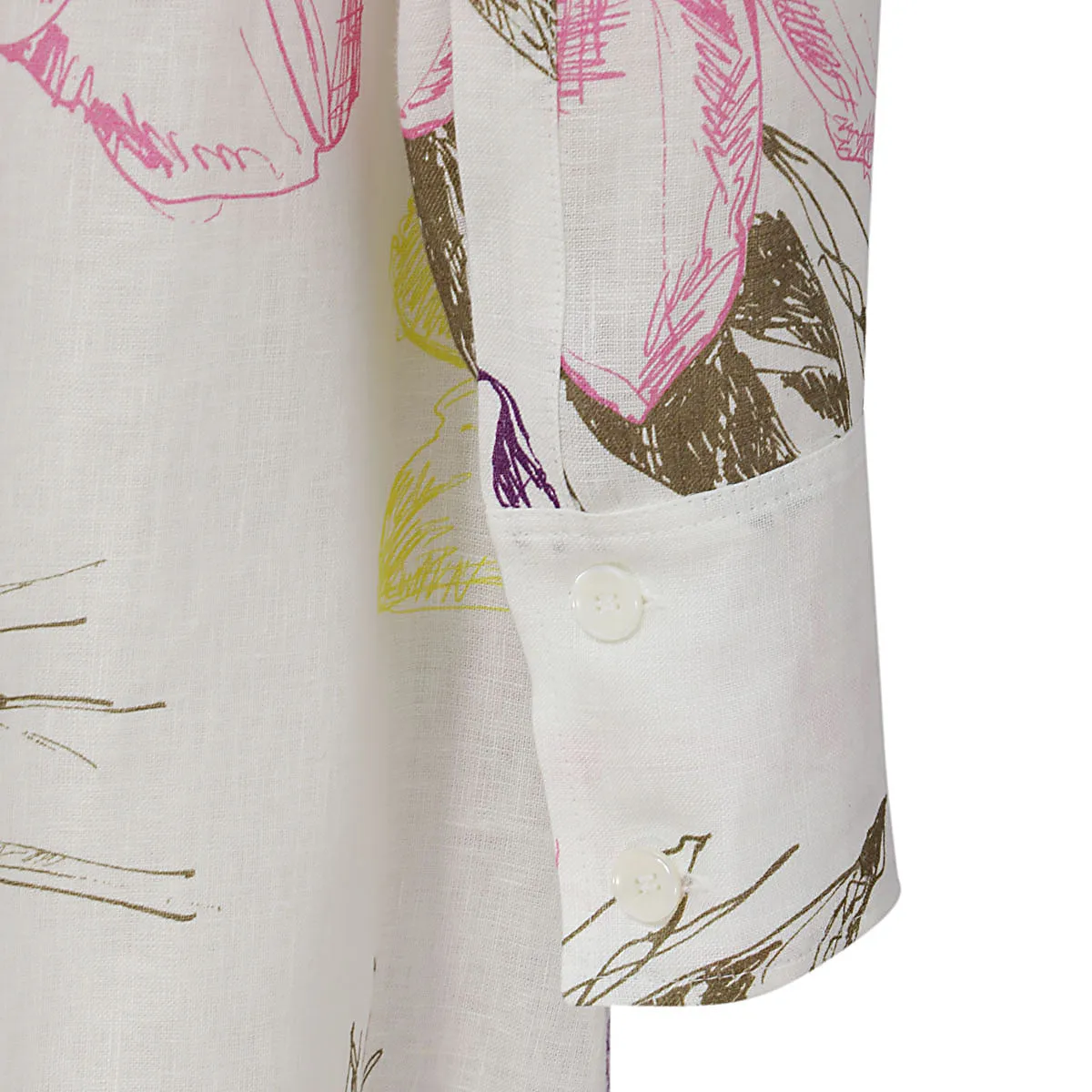 Malo Floral Printed Buttoned Midi Shirt Dress