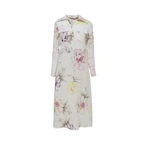 Malo Floral Printed Buttoned Midi Shirt Dress