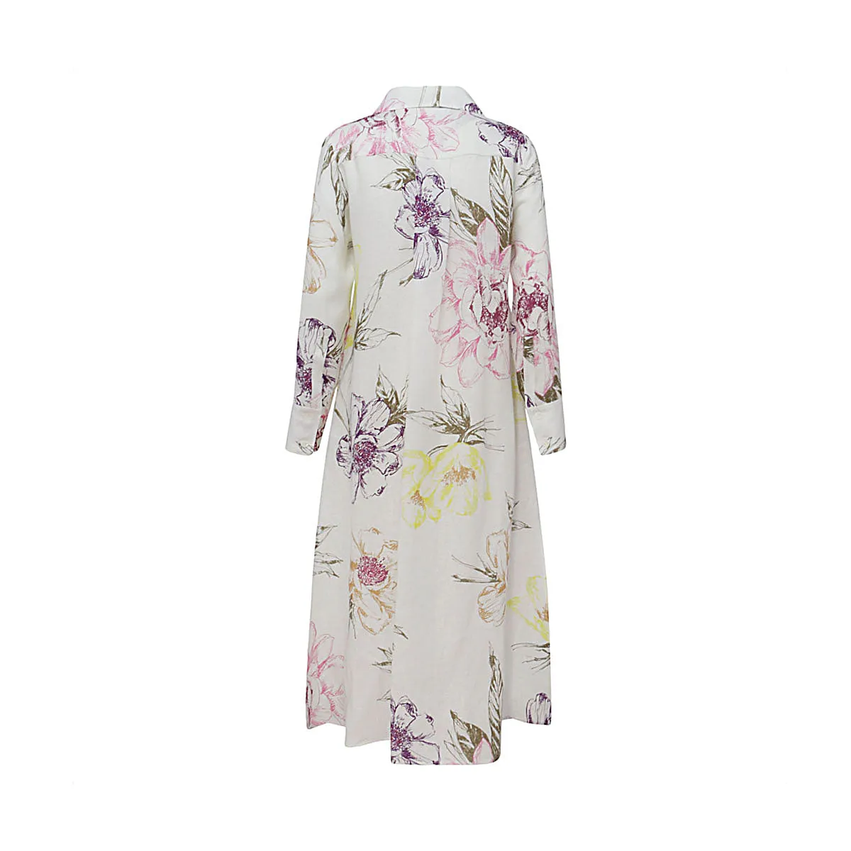 Malo Floral Printed Buttoned Midi Shirt Dress