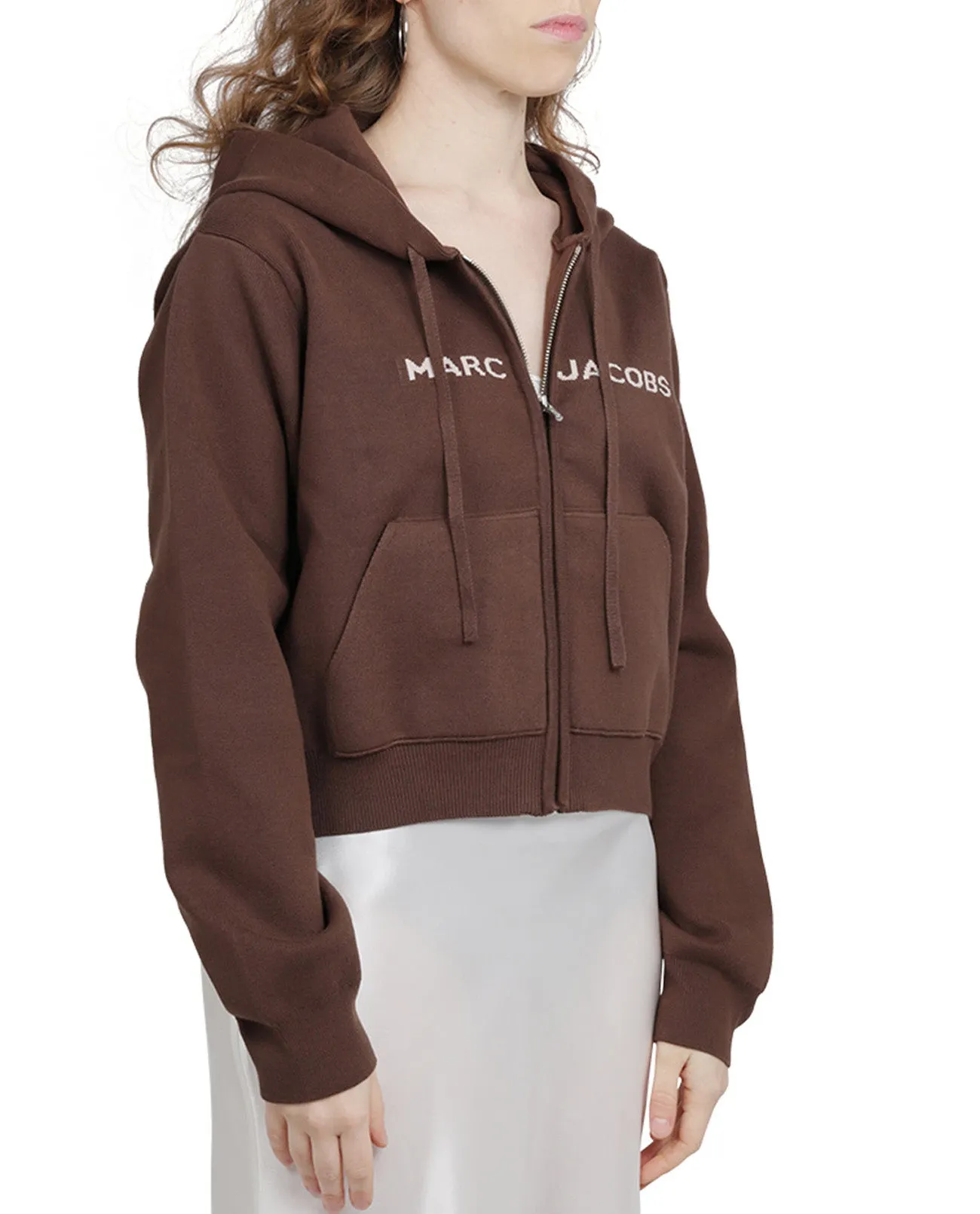 Marc Jacobs Logo Intarsia-Knit Cropped Hoodie