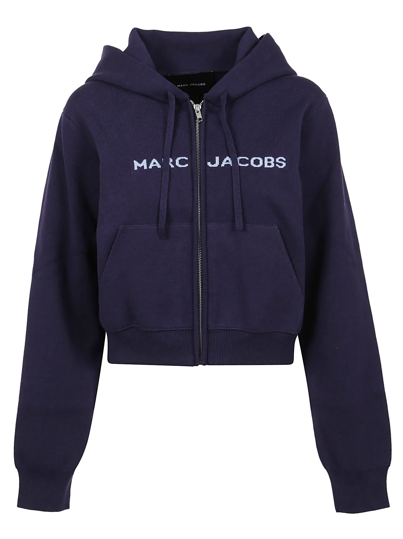 Marc Jacobs Logo Intarsia-Knit Cropped Hoodie