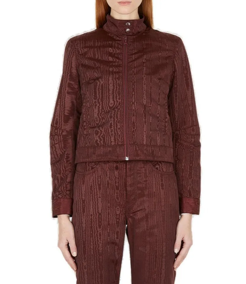 Marine Serre Boxy Moire-Effect Zip-Up Jacket