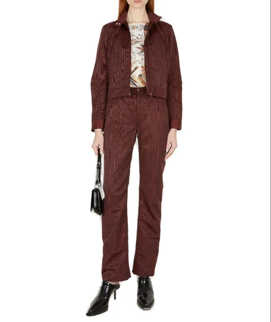 Marine Serre Boxy Moire-Effect Zip-Up Jacket