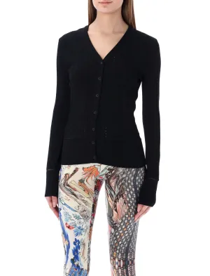 Marine Serre Lunar Pointelle-Knit Buttoned Cardigan
