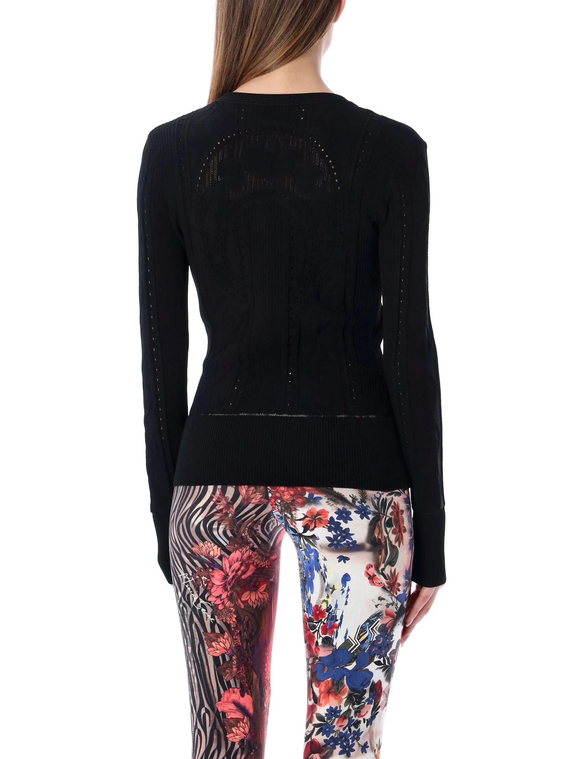 Marine Serre Lunar Pointelle-Knit Buttoned Cardigan