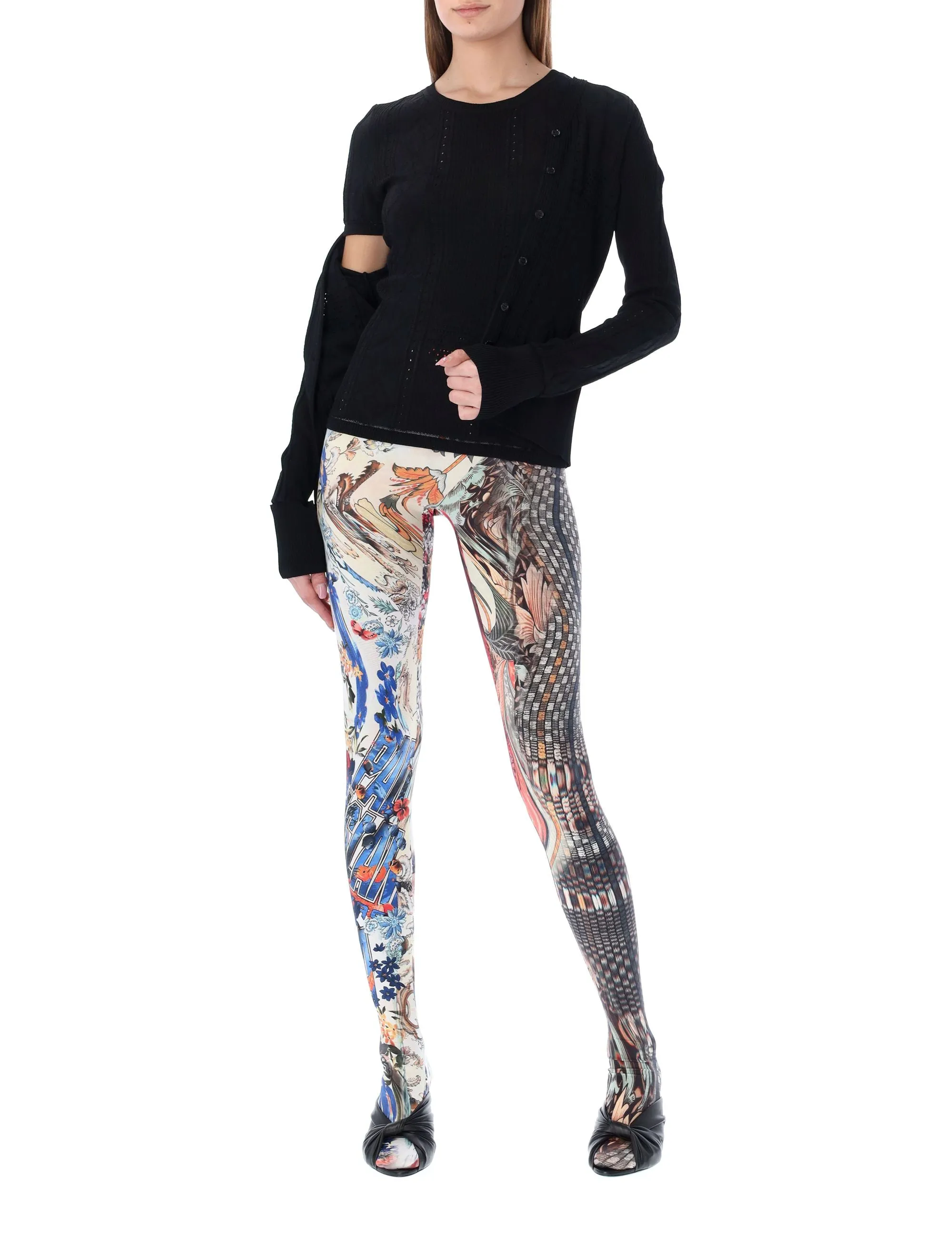 Marine Serre Lunar Pointelle-Knit Crewneck Top