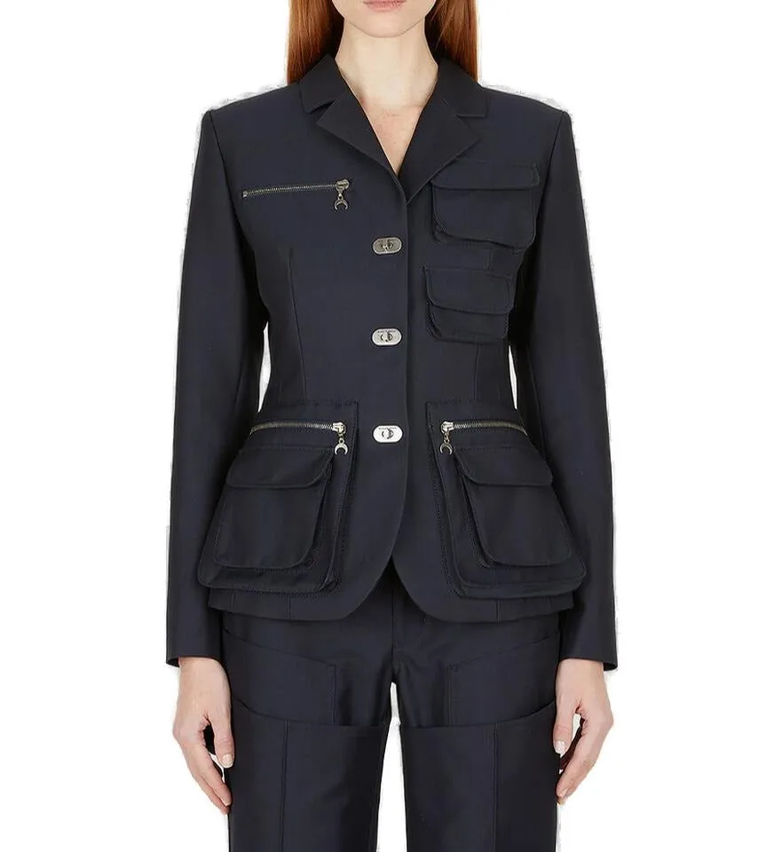 Marine Serre Pocket Detailed Buttoned Jacket