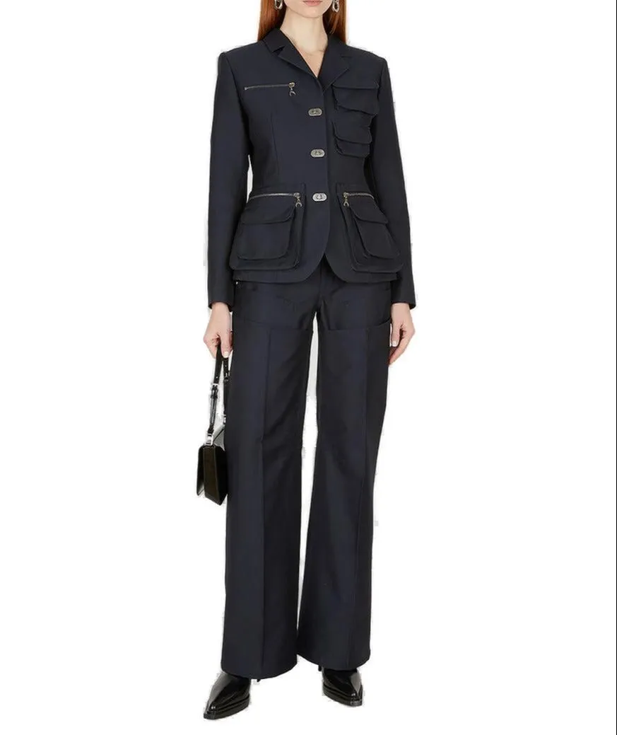 Marine Serre Pocket Detailed Buttoned Jacket