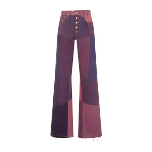 Marine Serre Wide Leg Panelled Jeans