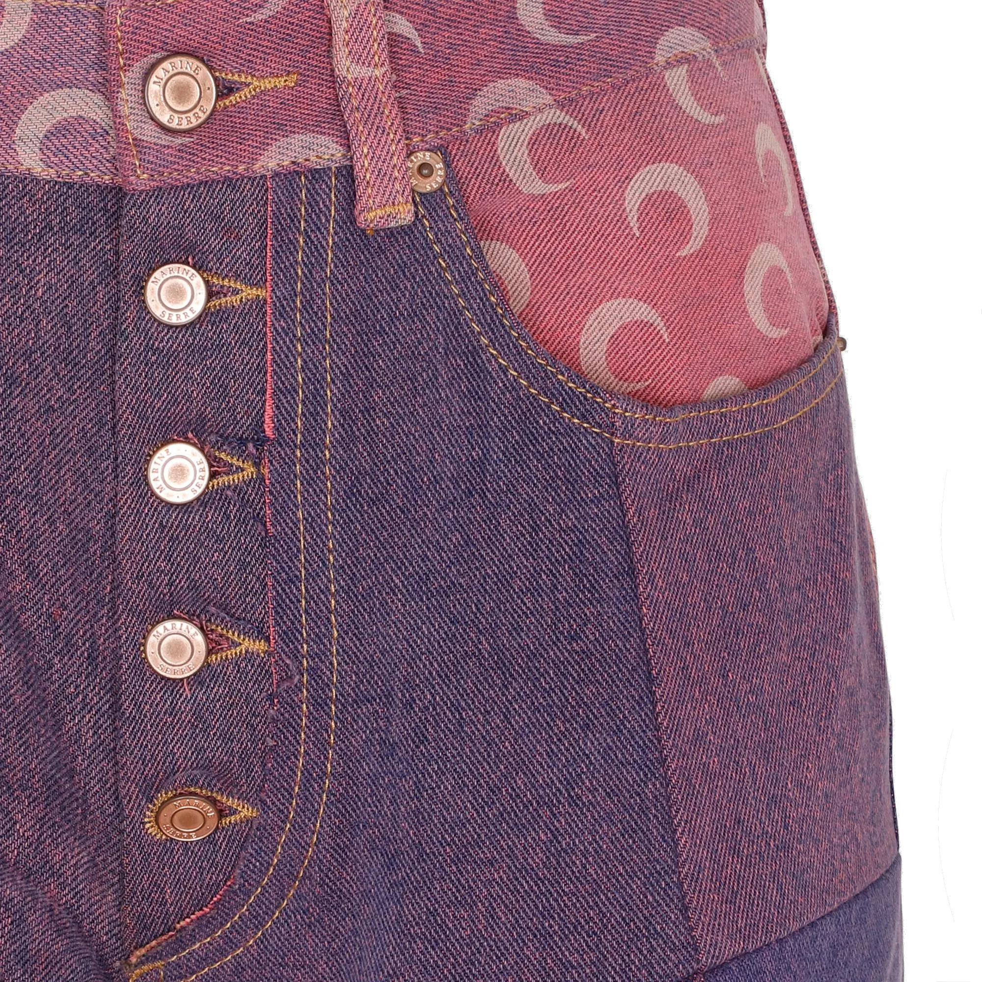 Marine Serre Wide Leg Panelled Jeans