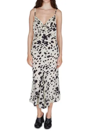 Marni Abstract-Print Sleeveless V-Neck Midi Dress