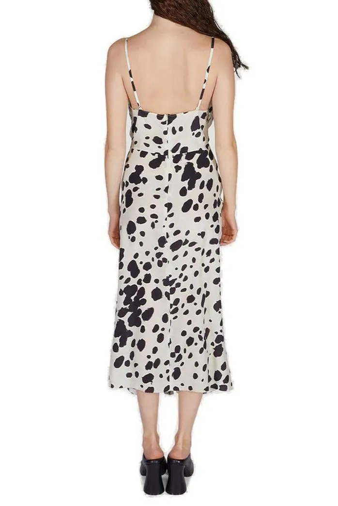 Marni Abstract-Print Sleeveless V-Neck Midi Dress