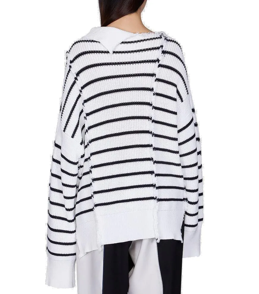 Marni Disrupted Breton Stripe Long T-Neck Sweater