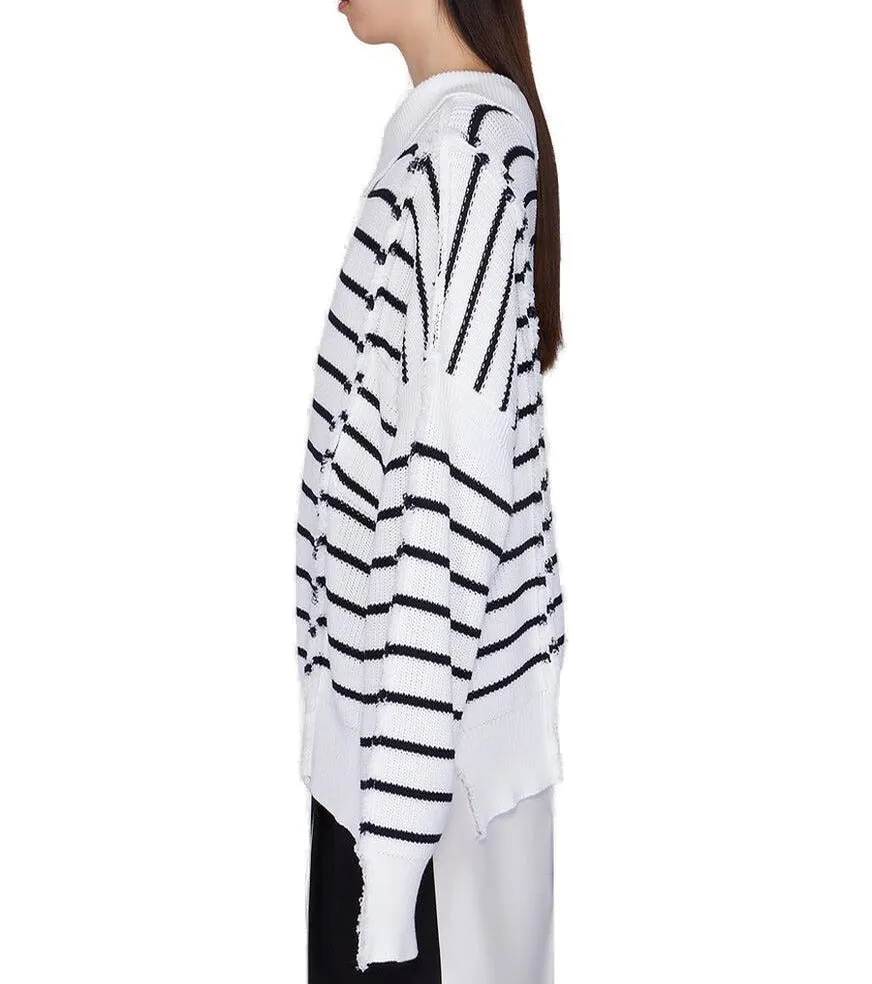 Marni Disrupted Breton Stripe Long T-Neck Sweater