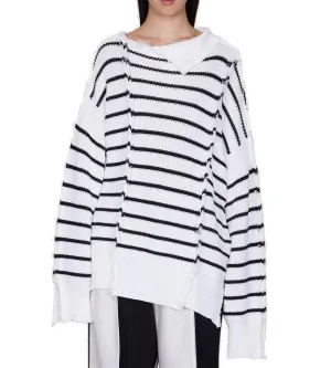 Marni Disrupted Breton Stripe Long T-Neck Sweater