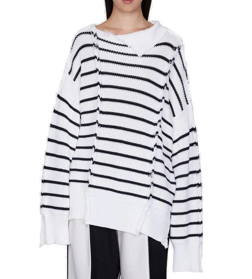 Marni Disrupted Breton Stripe Long T-Neck Sweater