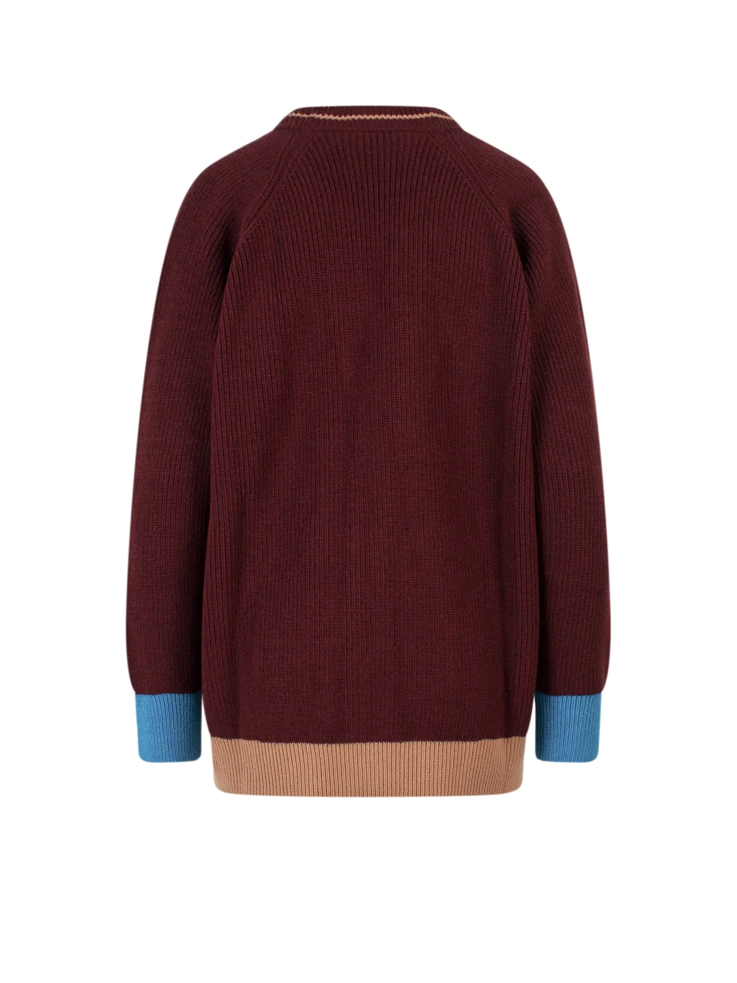 Marni Distressed Logo Patch Knit Cardigan