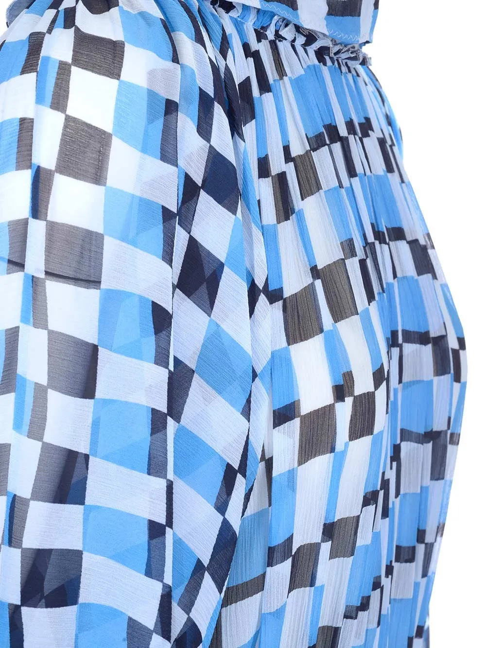 Marni Plaid Patterned Drap Midi Dress
